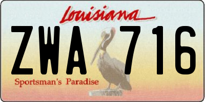 LA license plate ZWA716