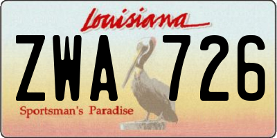 LA license plate ZWA726