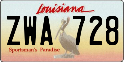 LA license plate ZWA728