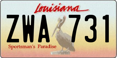 LA license plate ZWA731