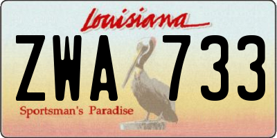 LA license plate ZWA733