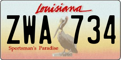 LA license plate ZWA734