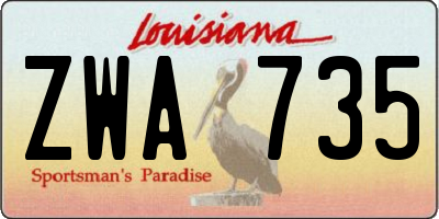 LA license plate ZWA735
