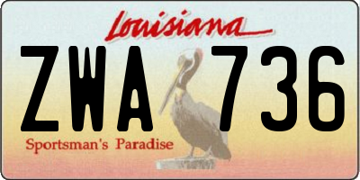 LA license plate ZWA736
