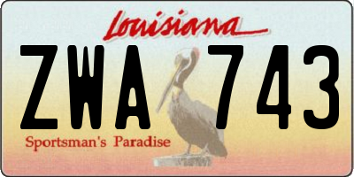 LA license plate ZWA743