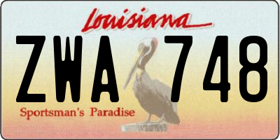 LA license plate ZWA748