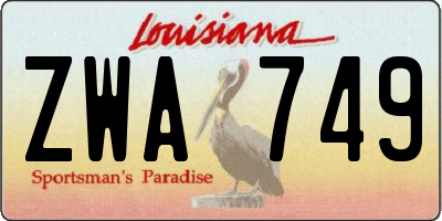 LA license plate ZWA749