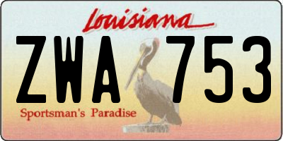 LA license plate ZWA753