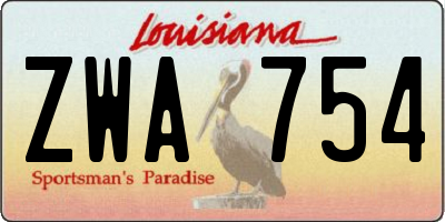 LA license plate ZWA754