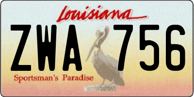 LA license plate ZWA756