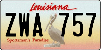 LA license plate ZWA757