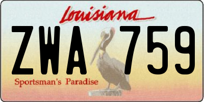 LA license plate ZWA759