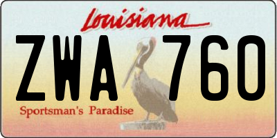 LA license plate ZWA760