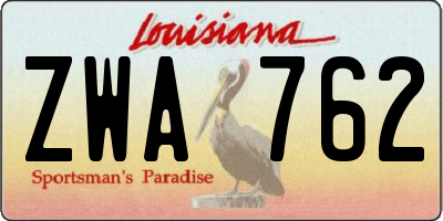 LA license plate ZWA762