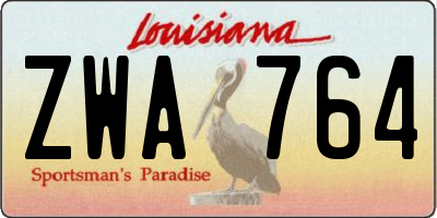 LA license plate ZWA764