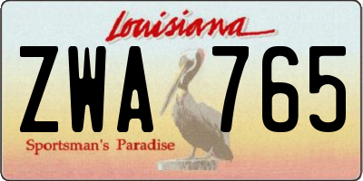 LA license plate ZWA765