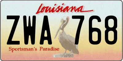LA license plate ZWA768