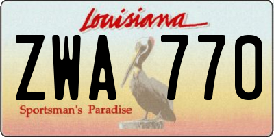 LA license plate ZWA770