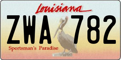 LA license plate ZWA782