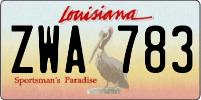 LA license plate ZWA783