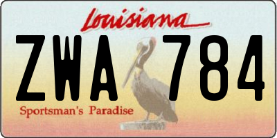 LA license plate ZWA784