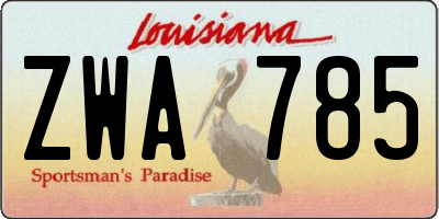 LA license plate ZWA785