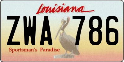 LA license plate ZWA786