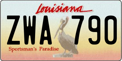 LA license plate ZWA790