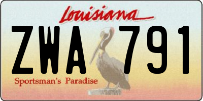 LA license plate ZWA791