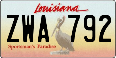 LA license plate ZWA792