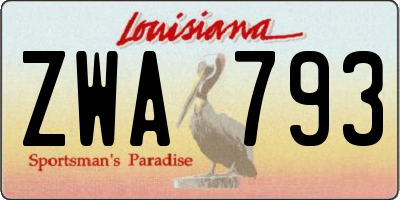 LA license plate ZWA793