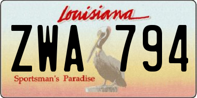 LA license plate ZWA794