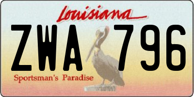 LA license plate ZWA796