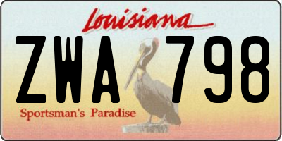 LA license plate ZWA798