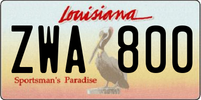 LA license plate ZWA800