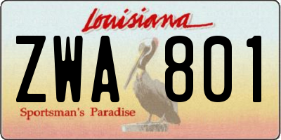 LA license plate ZWA801