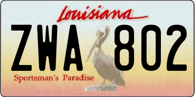 LA license plate ZWA802