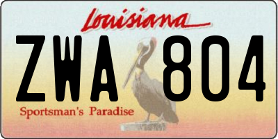 LA license plate ZWA804