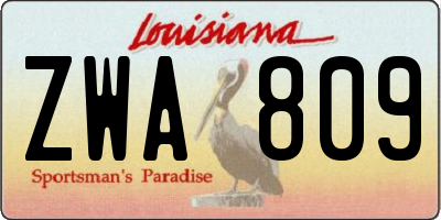 LA license plate ZWA809