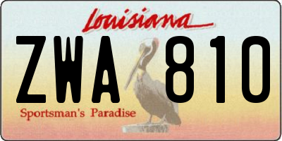 LA license plate ZWA810