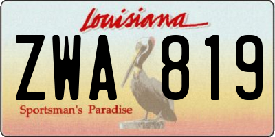 LA license plate ZWA819