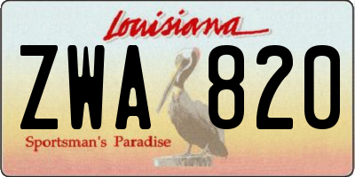 LA license plate ZWA820