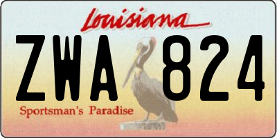 LA license plate ZWA824