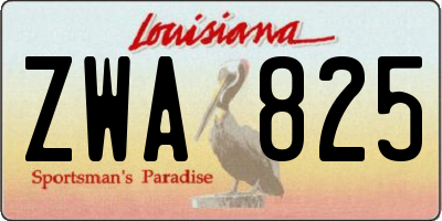 LA license plate ZWA825