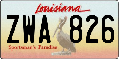 LA license plate ZWA826