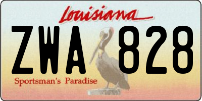 LA license plate ZWA828