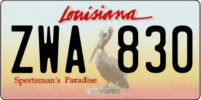 LA license plate ZWA830