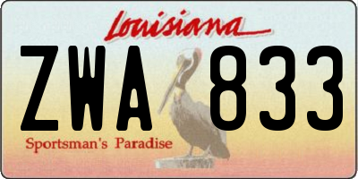 LA license plate ZWA833
