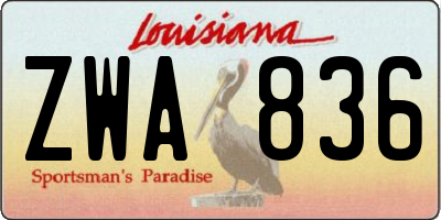 LA license plate ZWA836