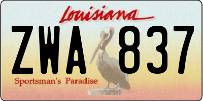 LA license plate ZWA837